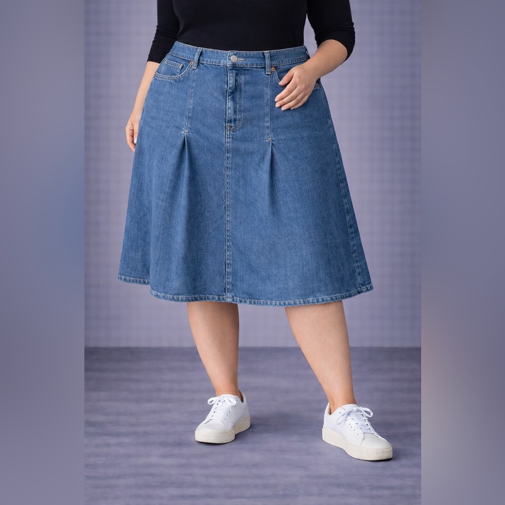 Stylish Blue Denim A-Line Skirt